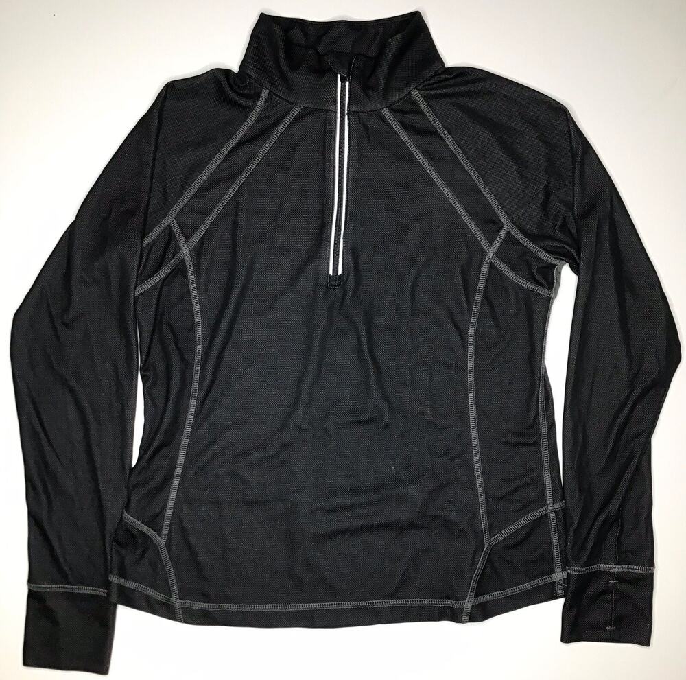 Tek Gear Womens Size L Black/Gray Quarter-Zip Mesh Performance Jacket